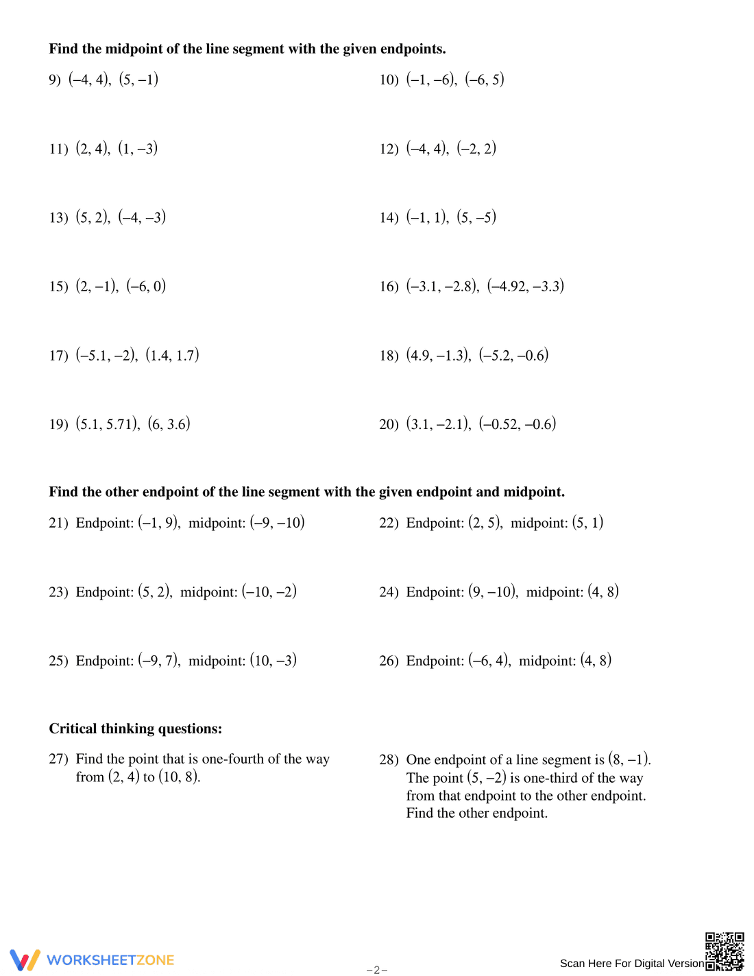 Apply the Midpoint Formula: Find the Center Point - Page 2