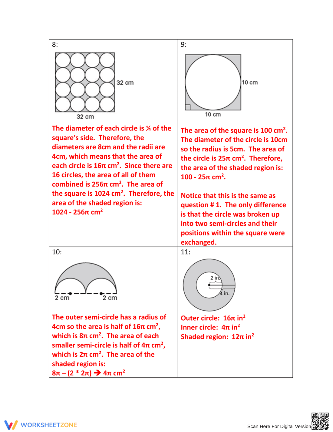 Calculate Area of Shaded Regions - Page 3