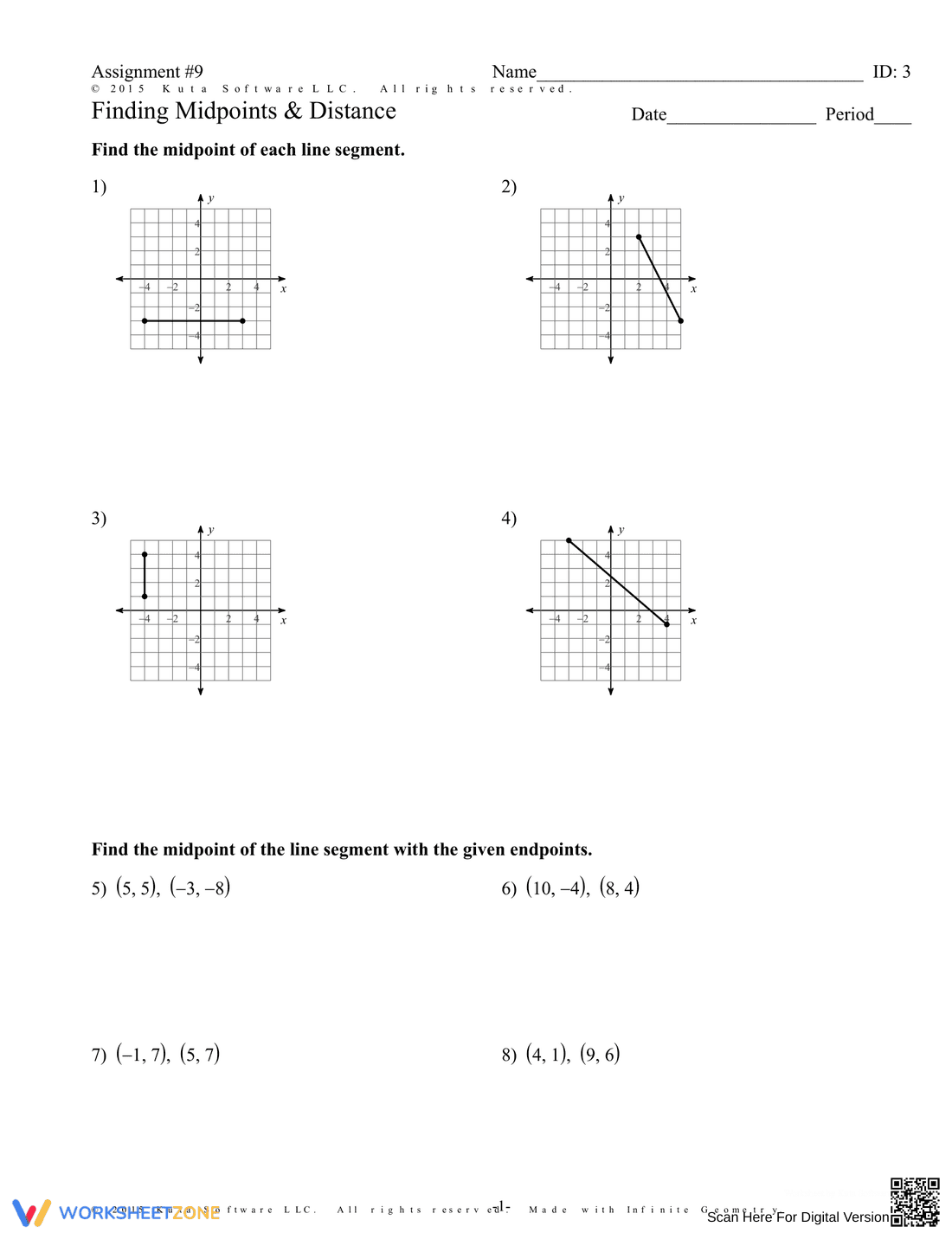 Calculate Midpoints and Distance on Coordinate Plane - Page 7