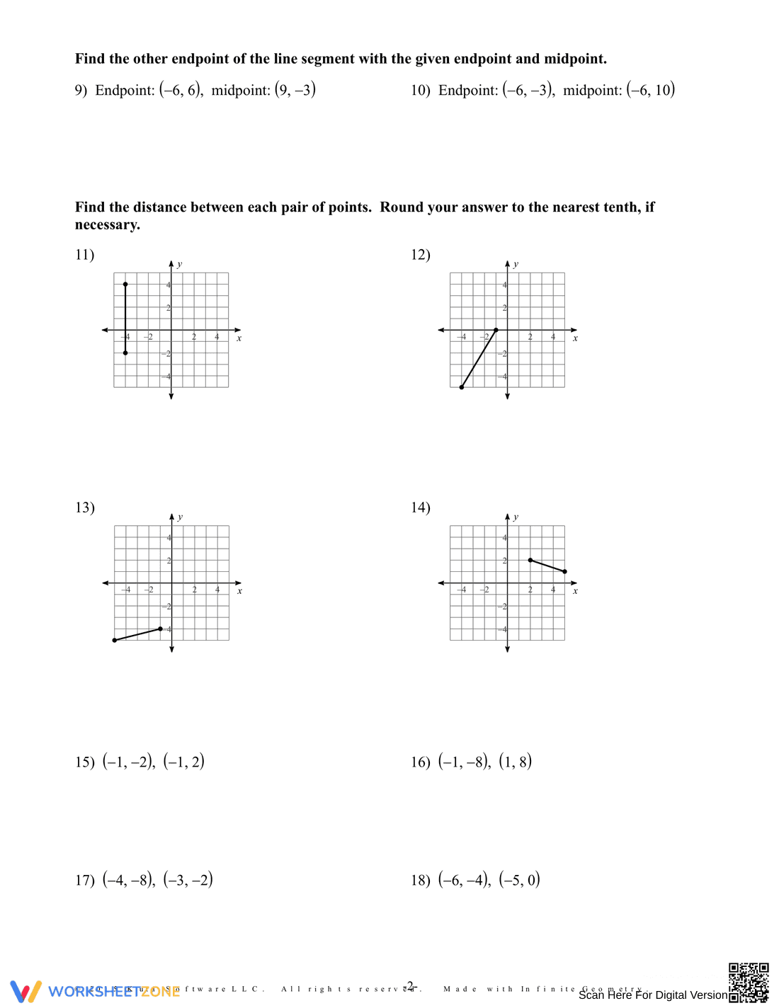 Calculate Midpoints and Distance on Coordinate Plane - Page 8