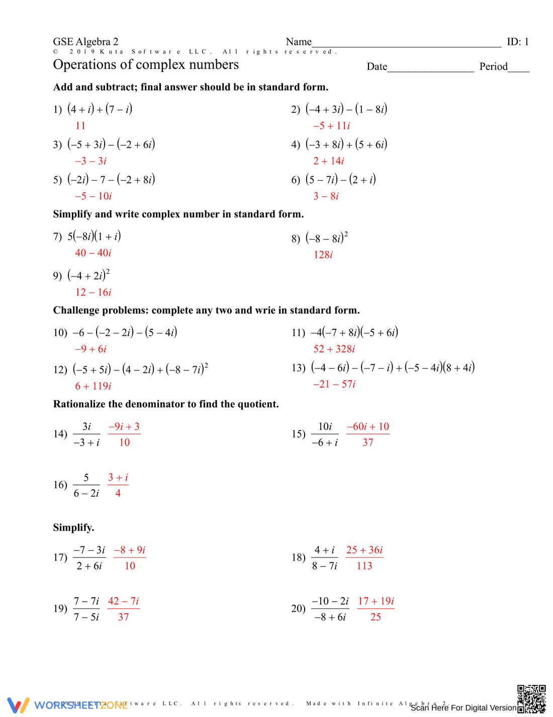 Perform Operations of Complex Numbers: A Worksheet - Page 2