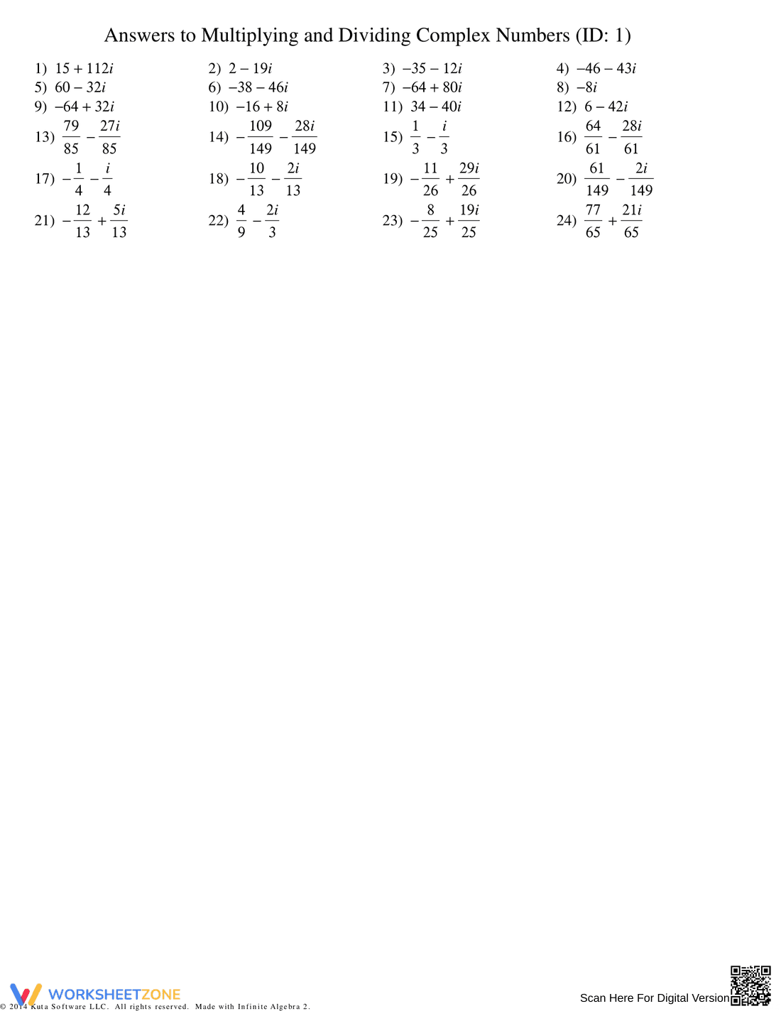 Practice Multiplying and Dividing Complex Numbers - Page 2