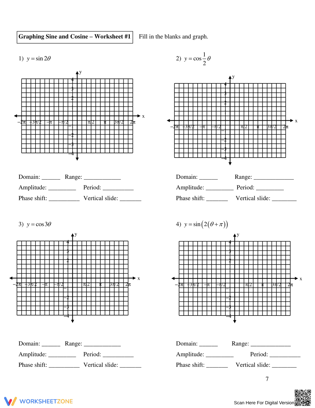 Graphing & Writing Sine and Cosine Functions - Page 7