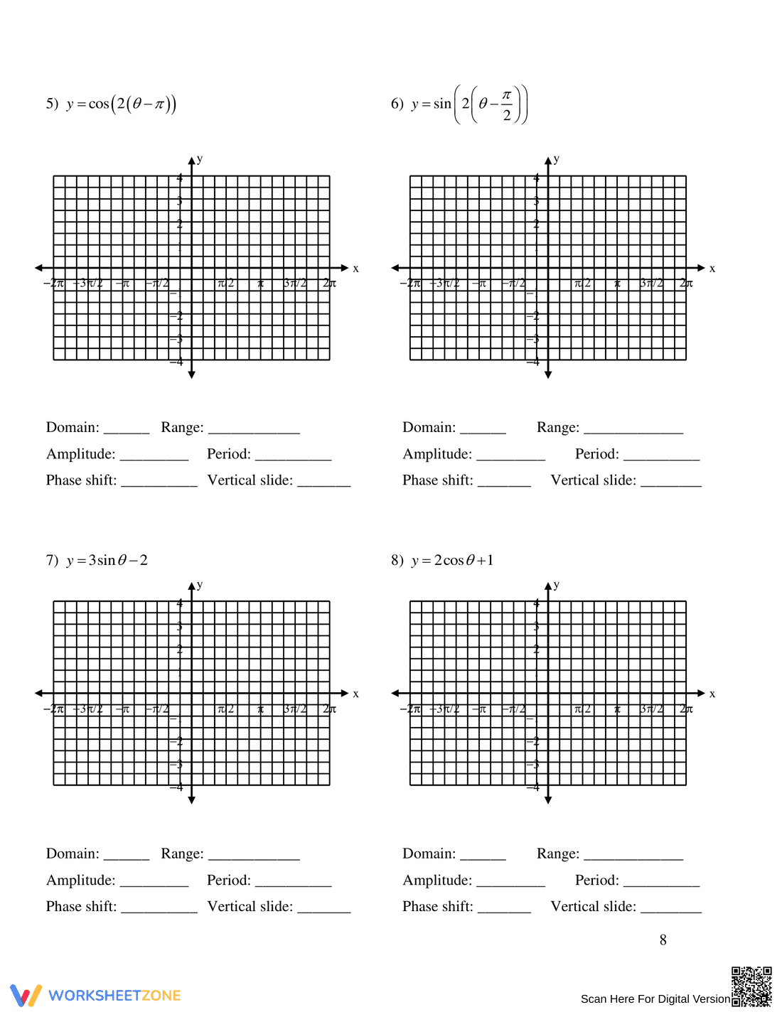 Graphing & Writing Sine and Cosine Functions - Page 8
