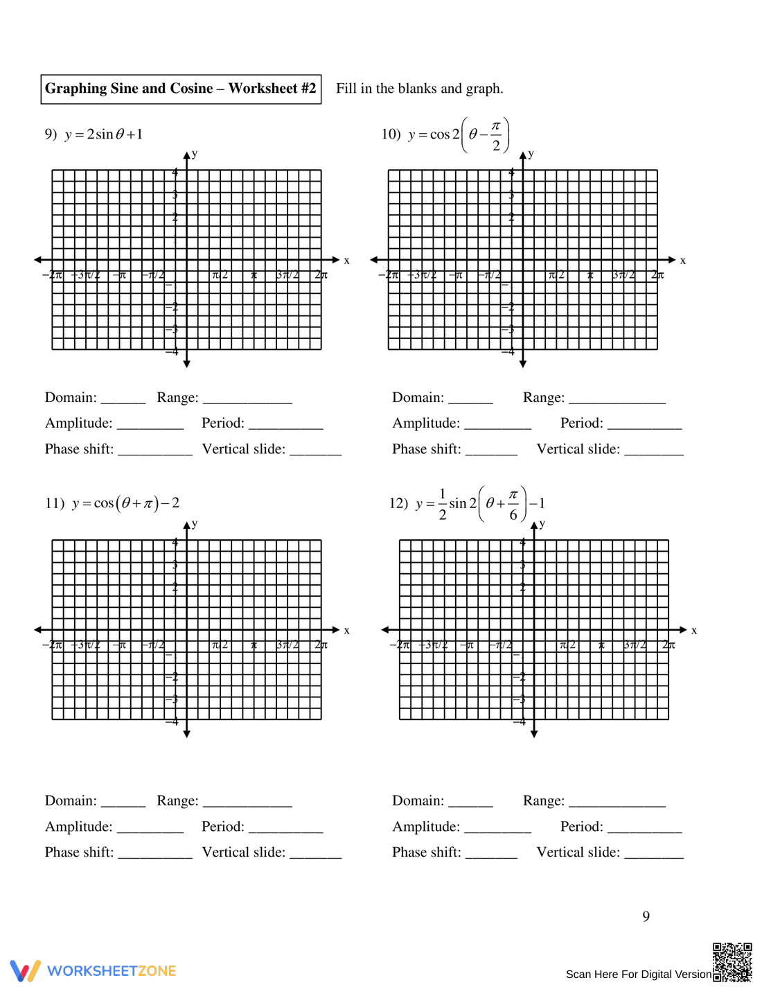 Graphing & Writing Sine and Cosine Functions - Page 9