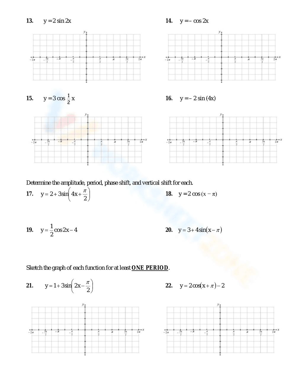 Sine and Cosine Functions: Understanding Graphs - Page 2