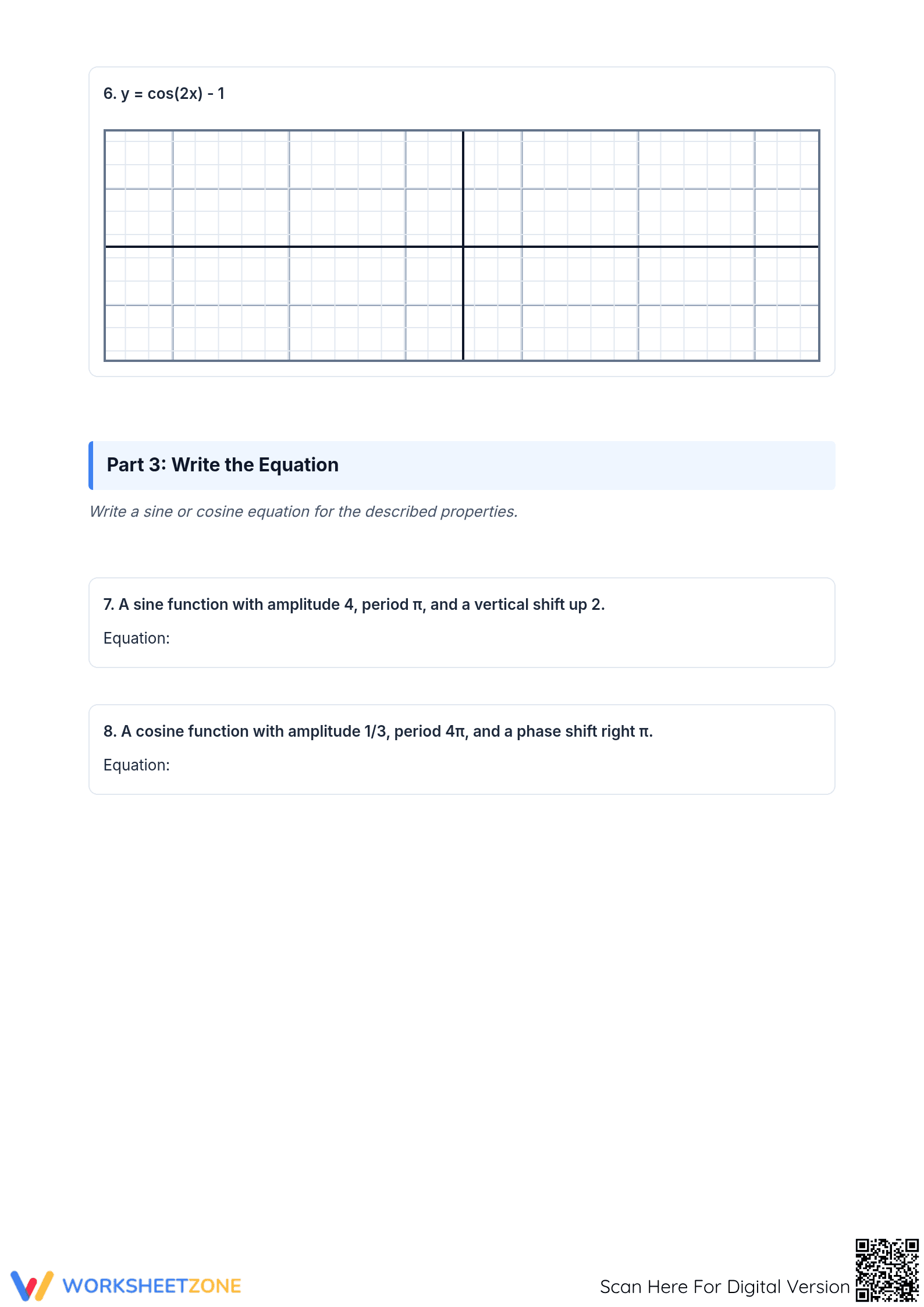 Essential Graphing Sine and Cosine Worksheet | Grade 8+ - Page 3