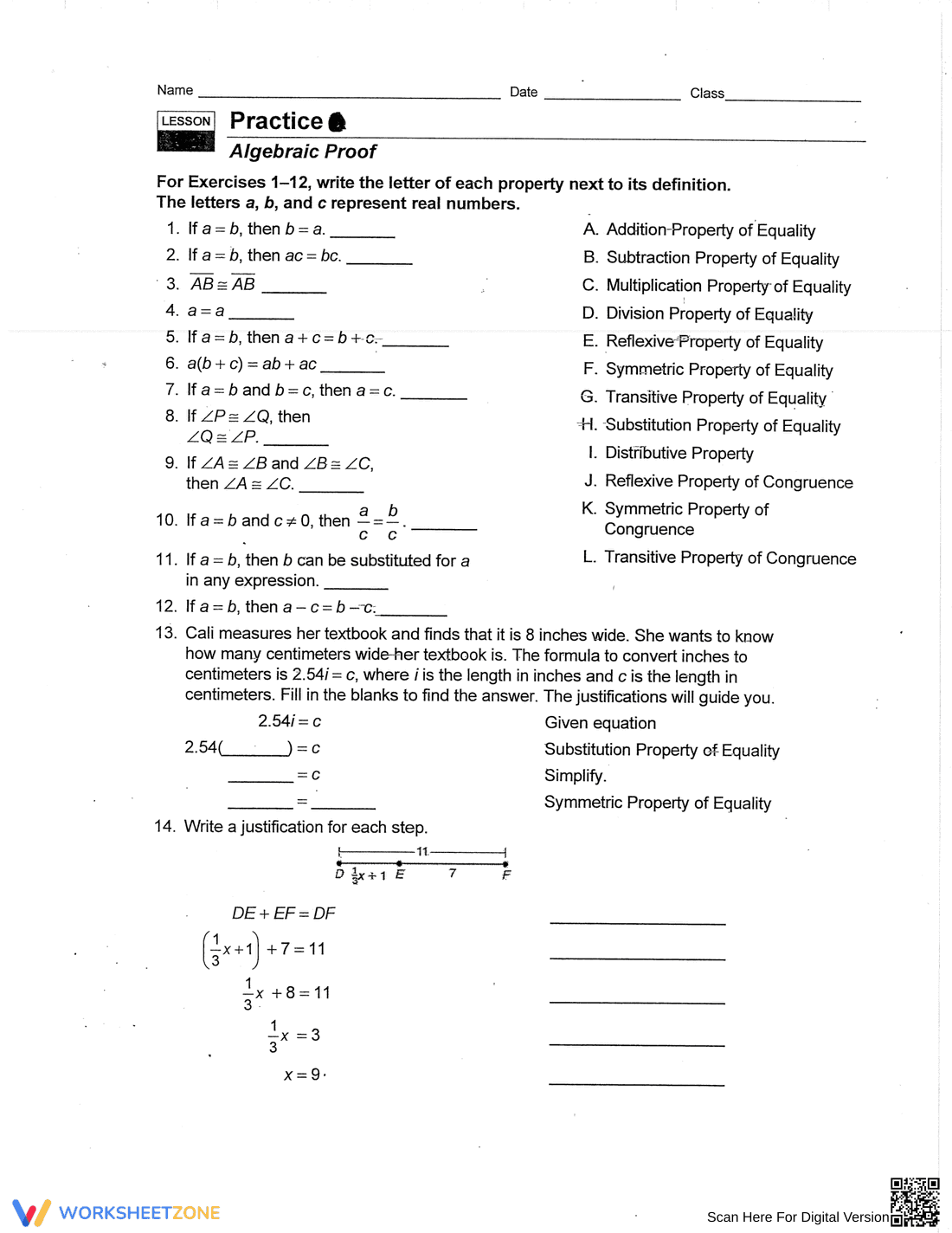 Worksheet on Algebraic Proofs - Page 3