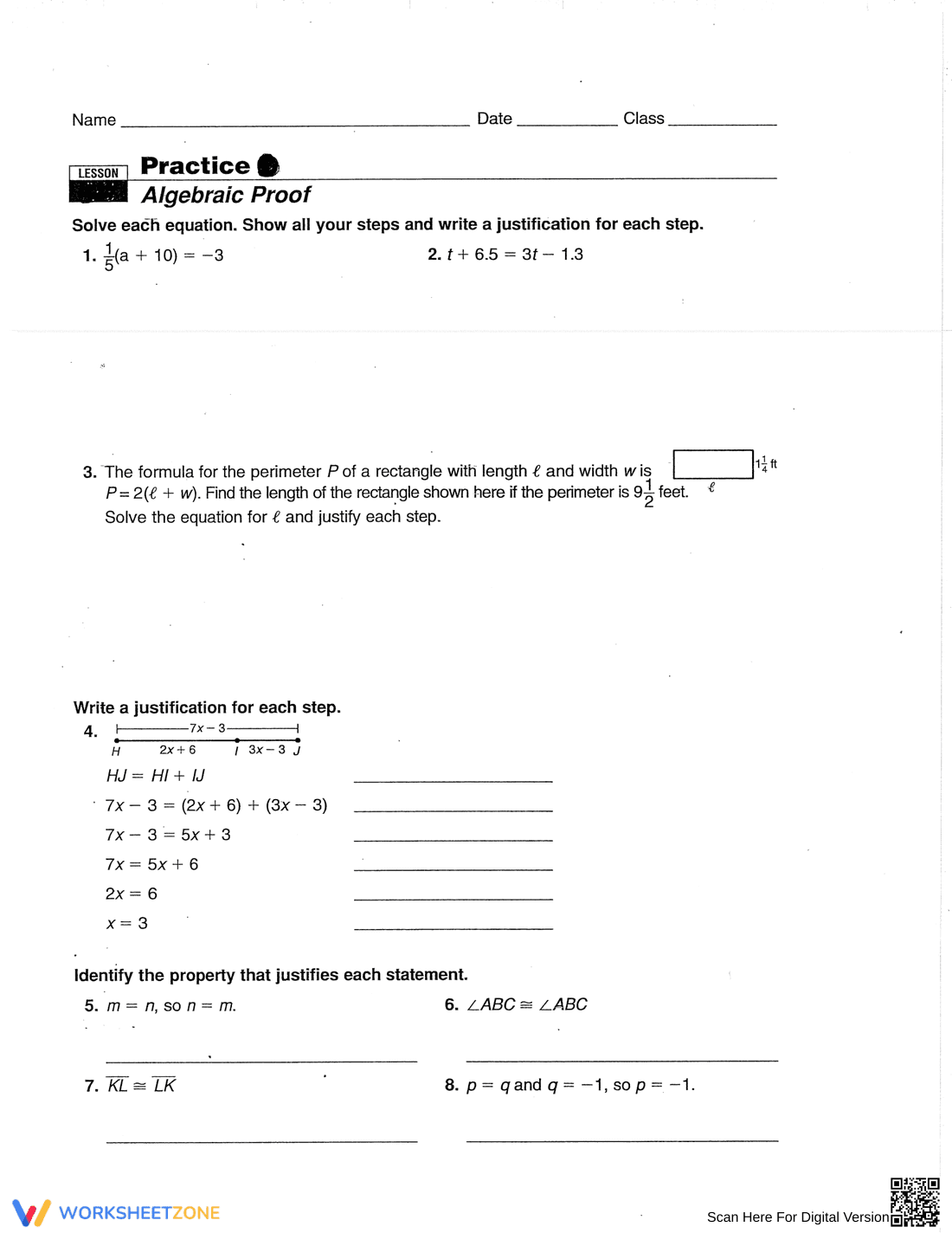 Worksheet on Algebraic Proofs - Page 4