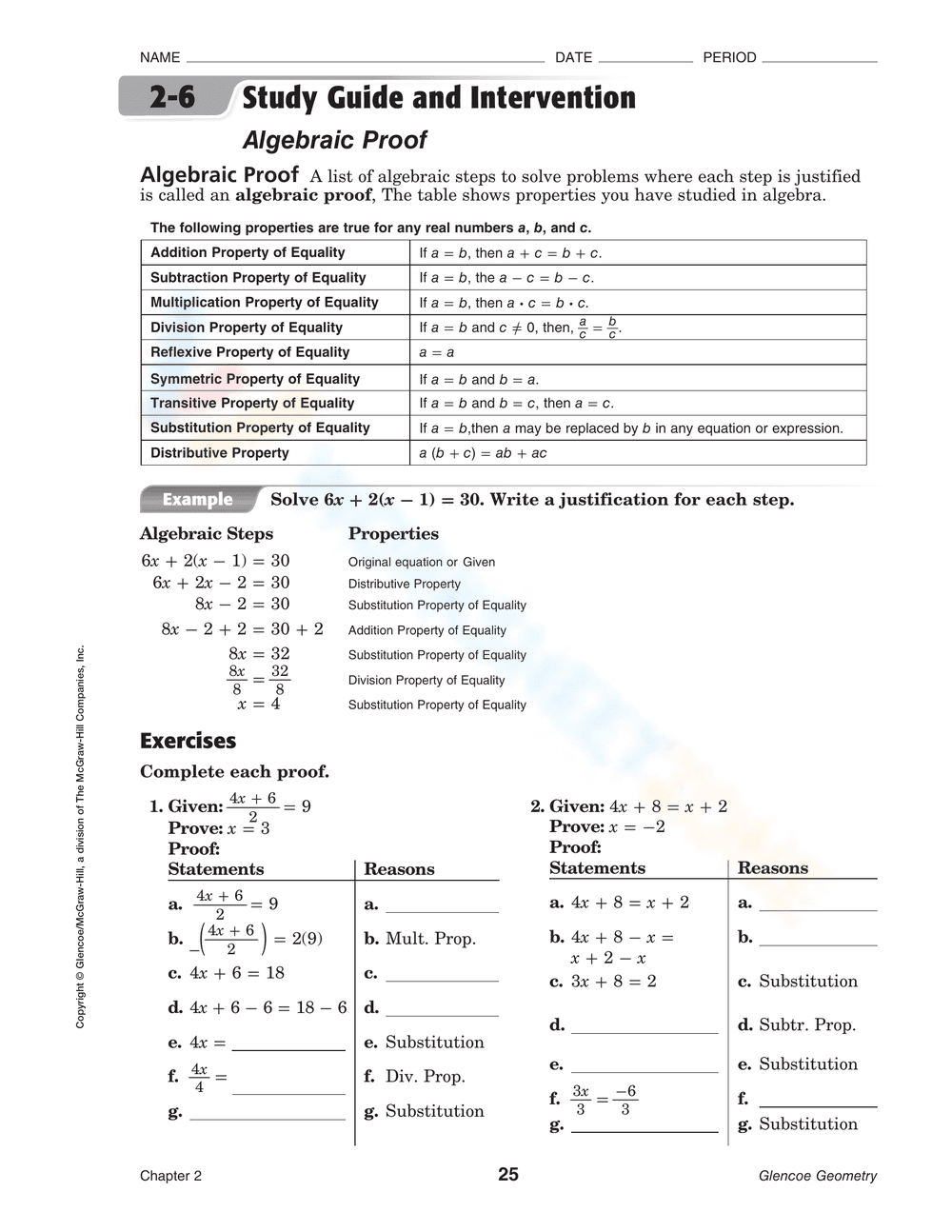 Algebraic Proofs Worksheet 4 - Page 2