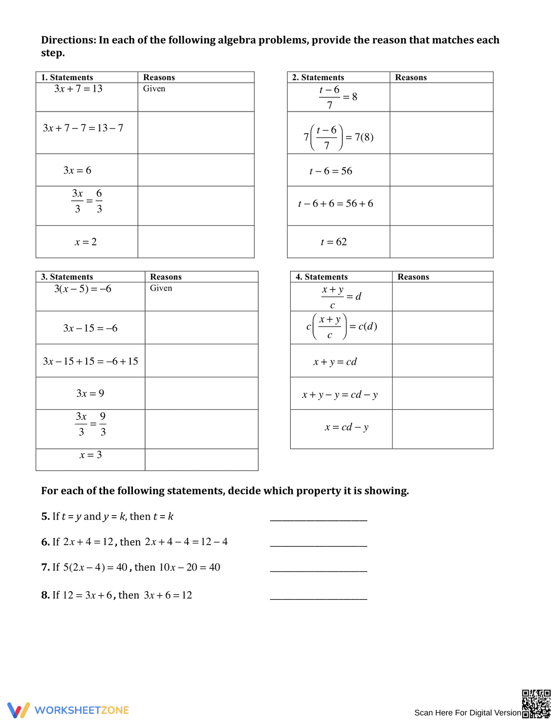 Algebraic Proofs Worksheet 5 - Page 2