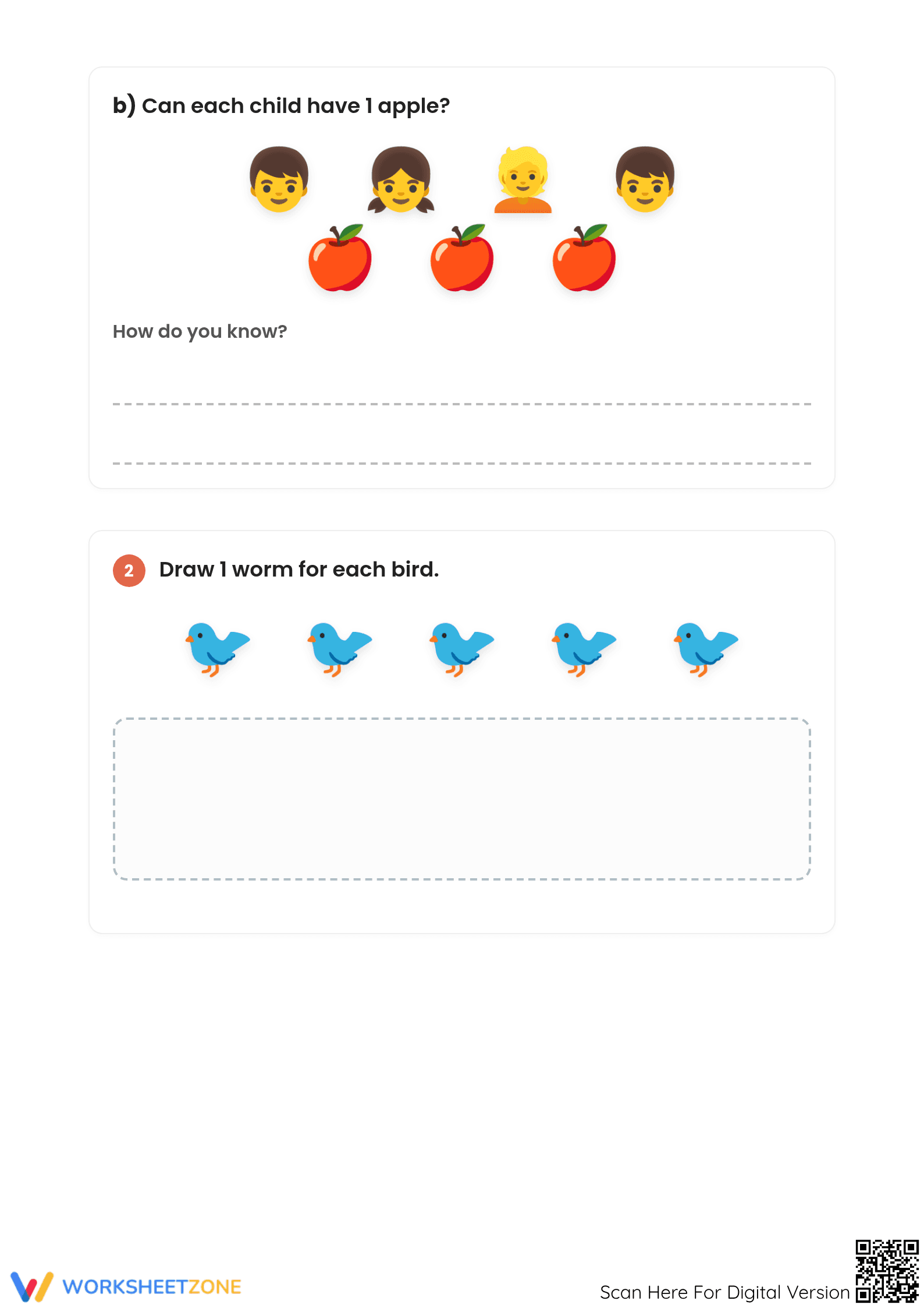 Printable One to One Correspondence Worksheet | Grades K-1 - Page 2
