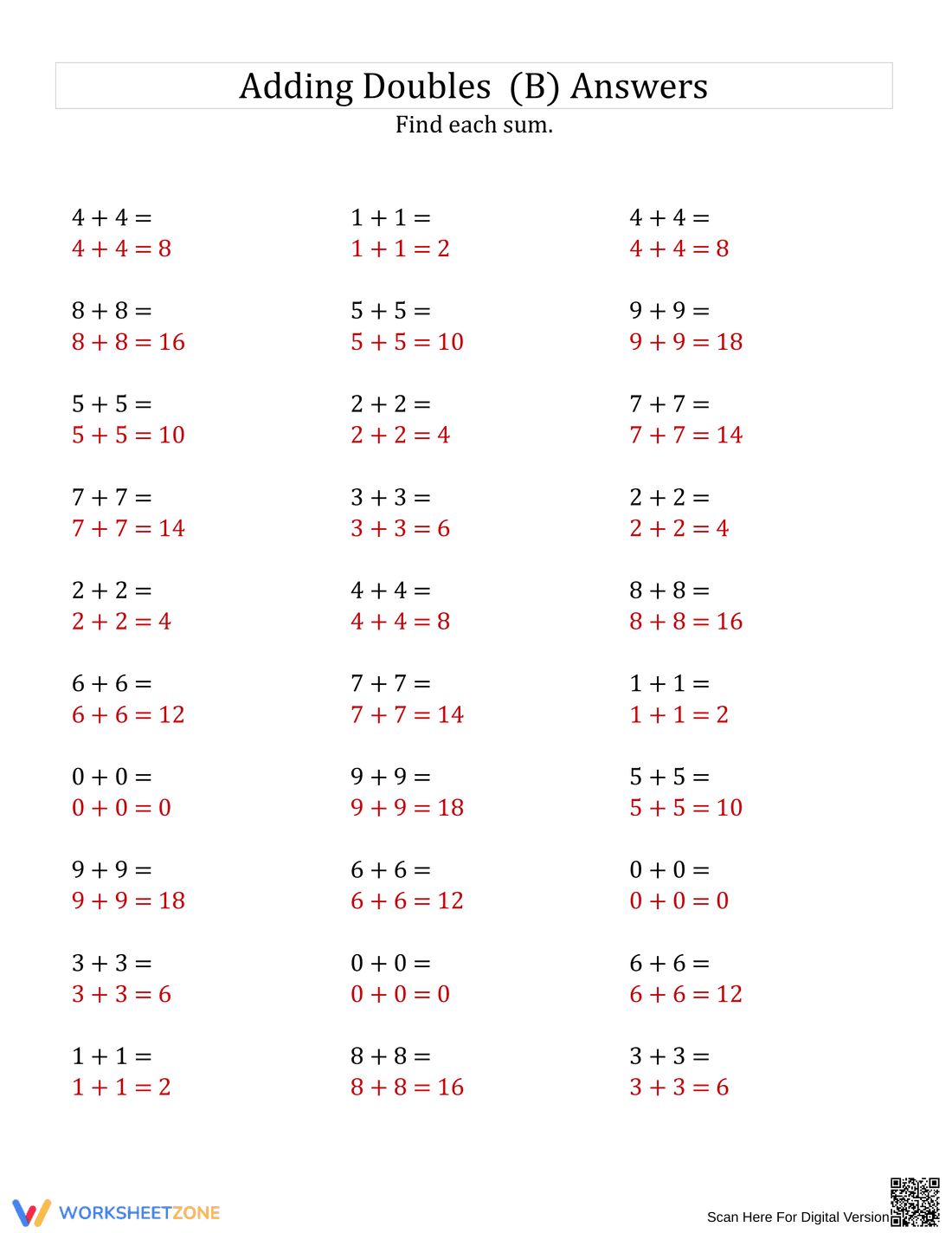 Adding Doubles - Page 2