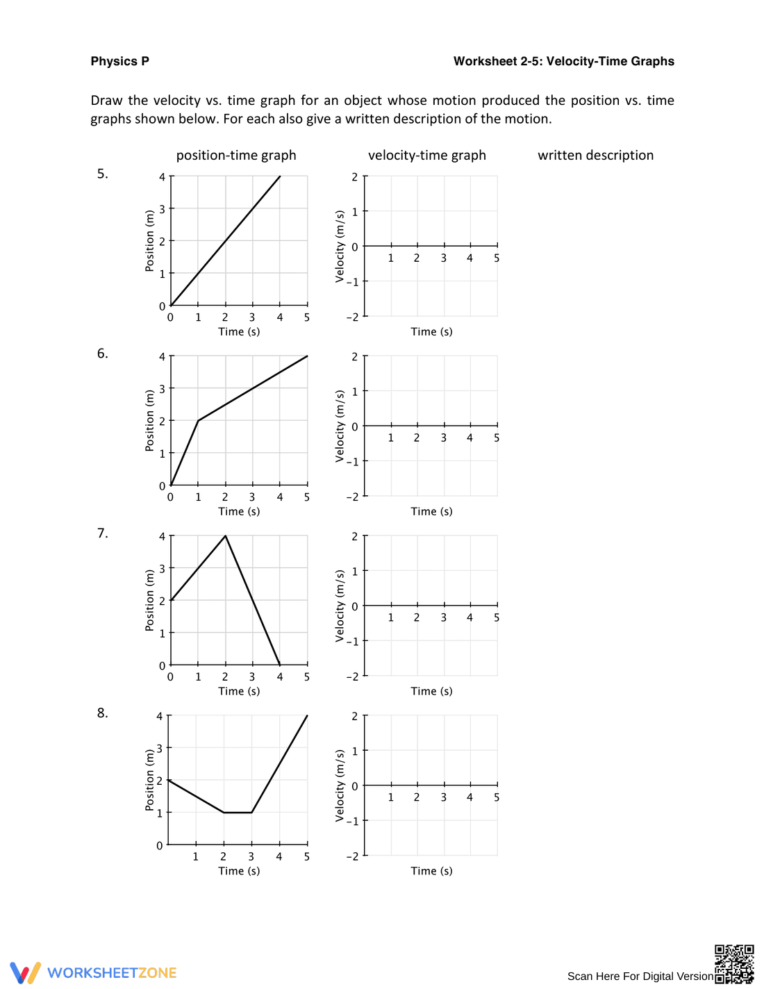 Velocity-Time Graphs - Page 2