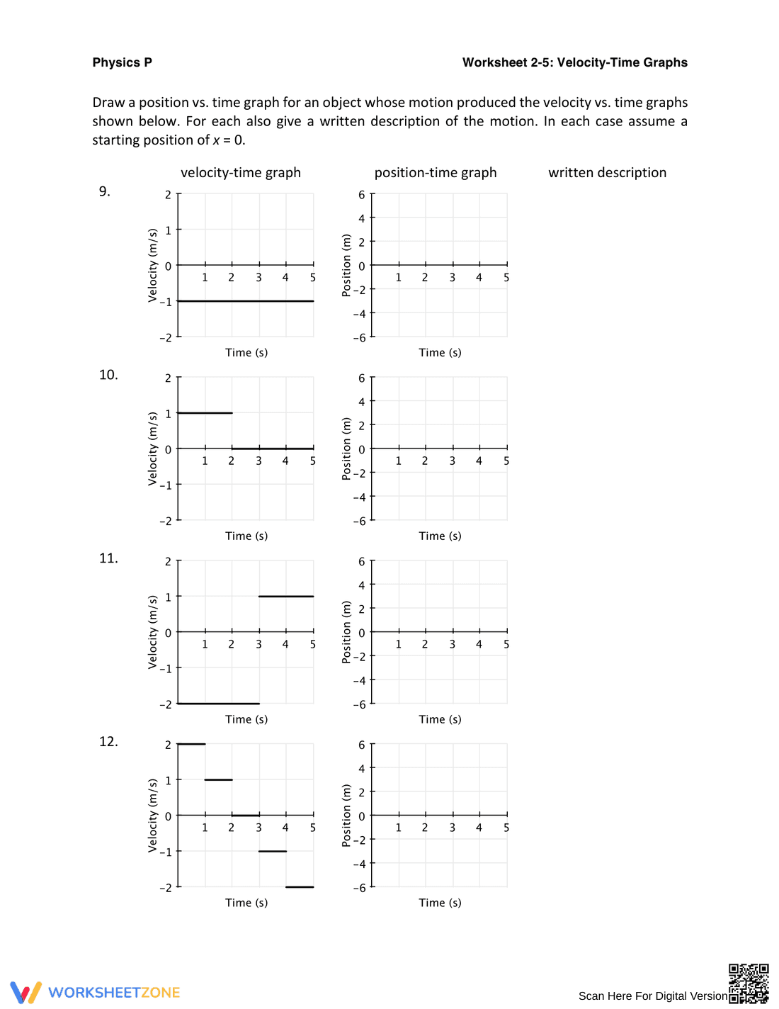 Velocity-Time Graphs - Page 3