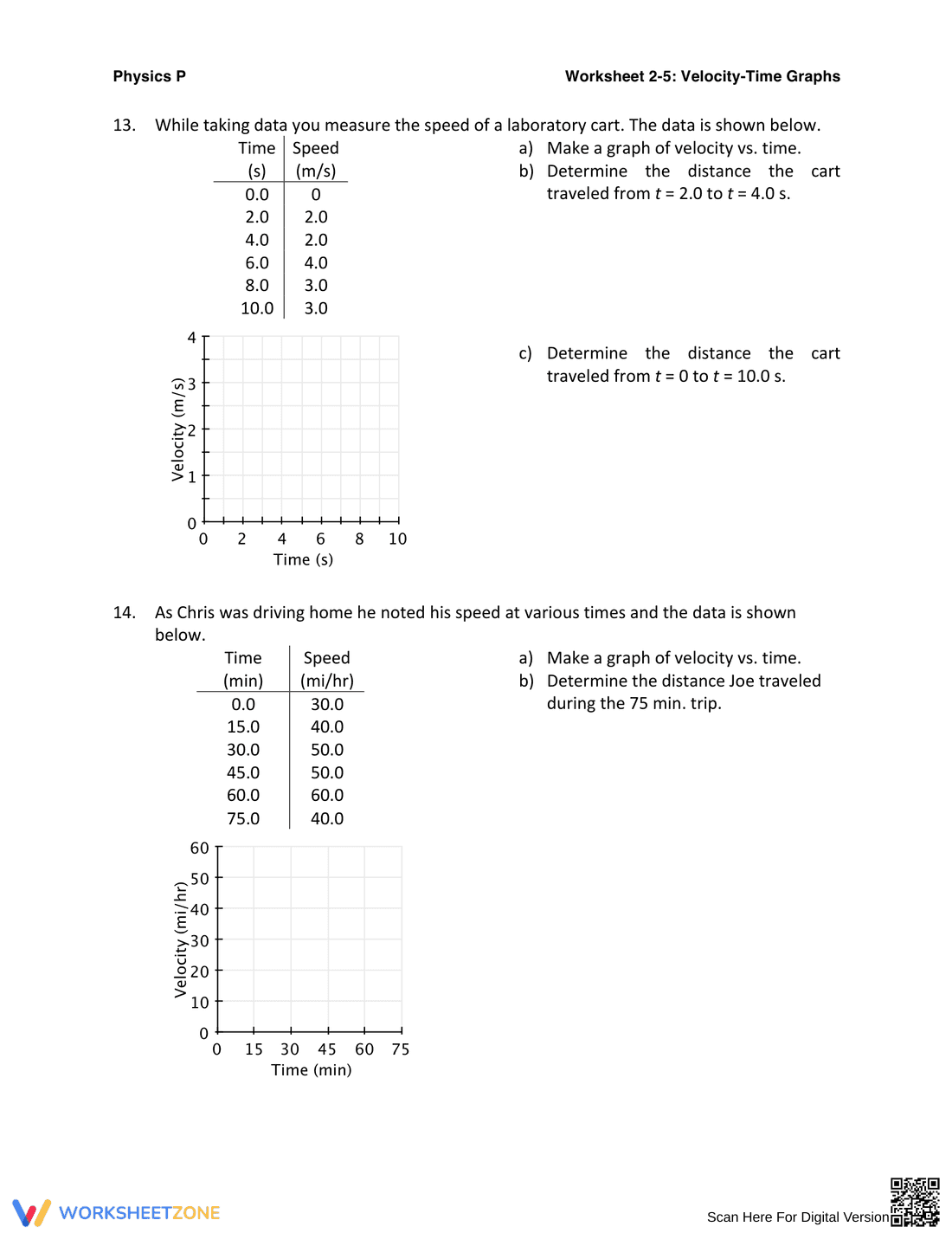 Velocity-Time Graphs - Page 4