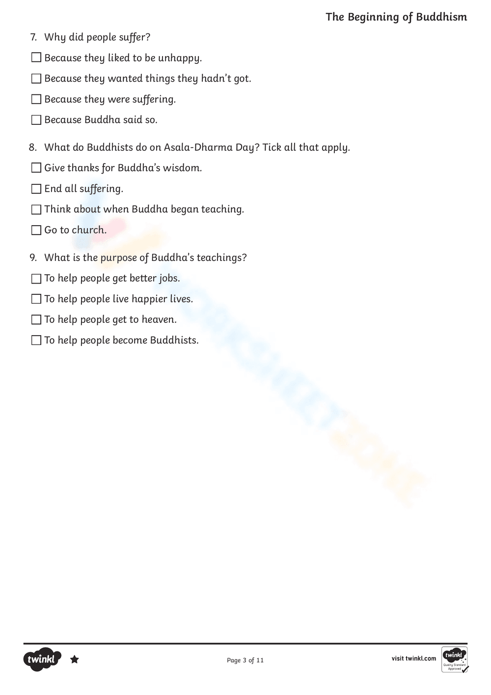 The Beginning of Buddhism Worksheet - Page 3