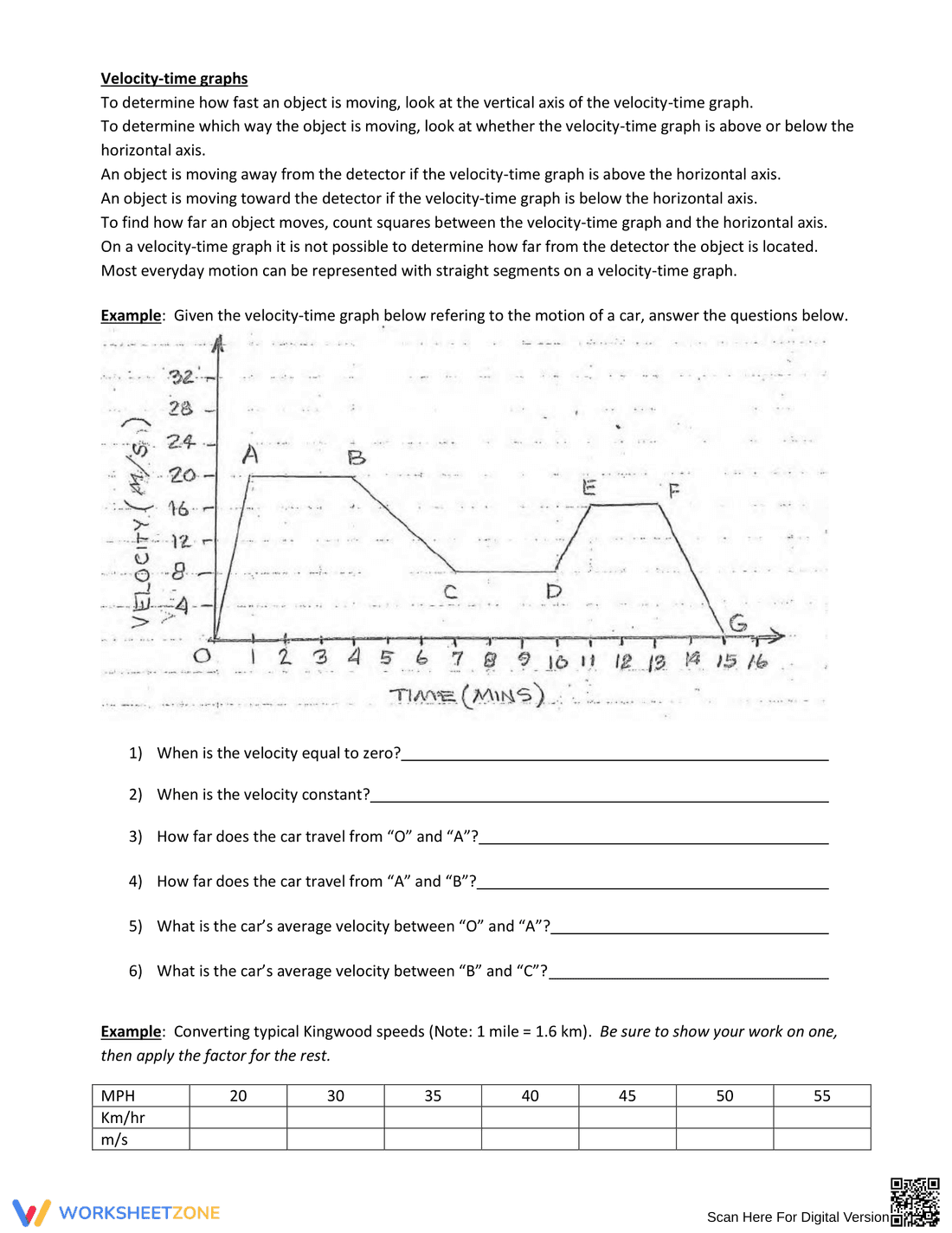 Position-Time and Velocity-Time Graphs - Page 2