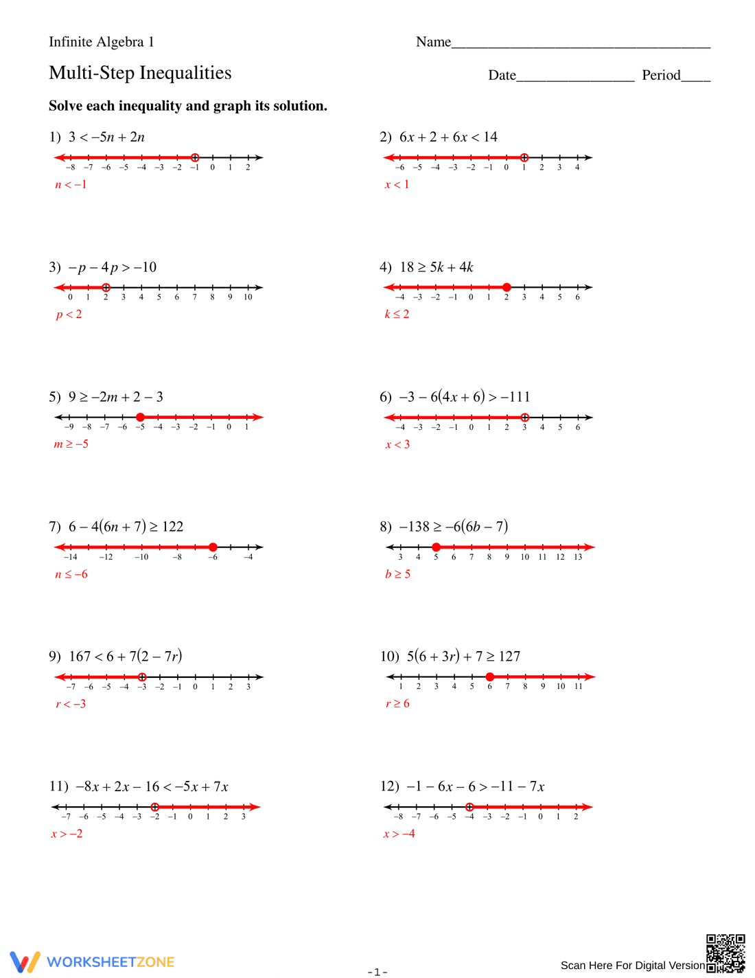 Solving Multi-Step Inequalities: Algebra - Page 3