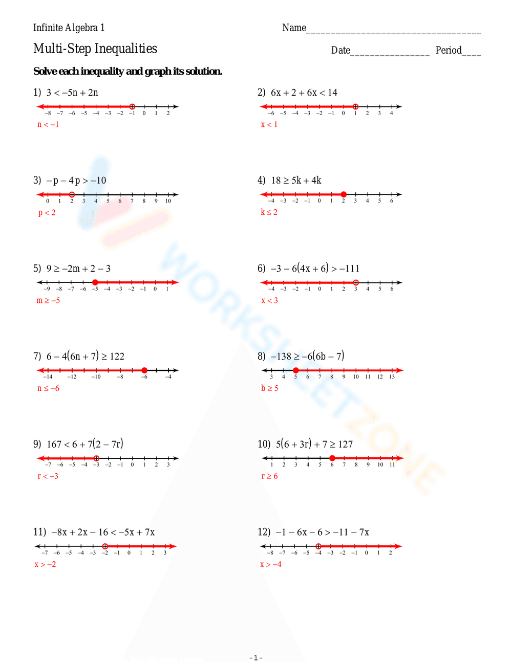 Solving Multi-Step Inequalities: Algebra - Page 3