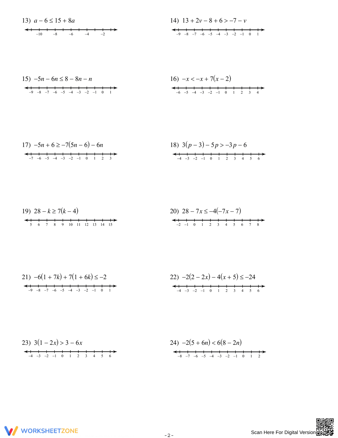 Practice Solving Multi-Step Inequalities - Page 2