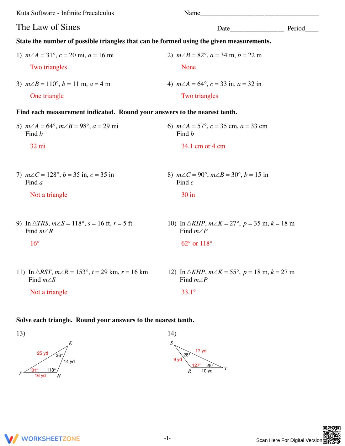Practice with the Law of Sines - Page 3