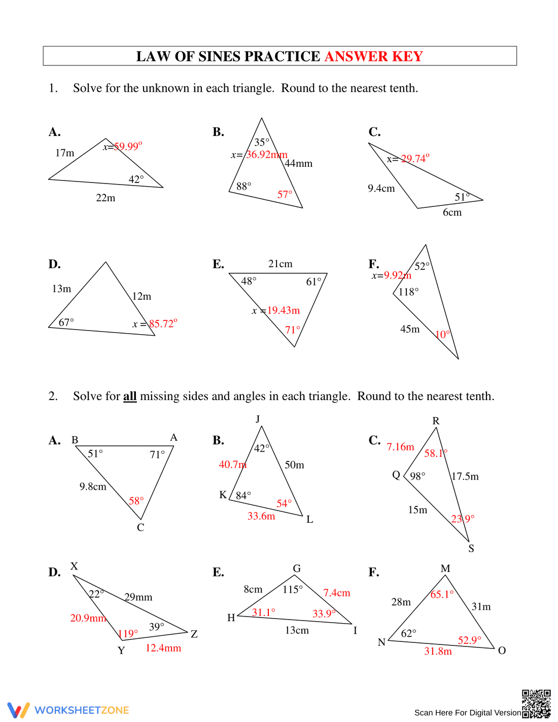 Law of Sines Practice Problems - Page 2