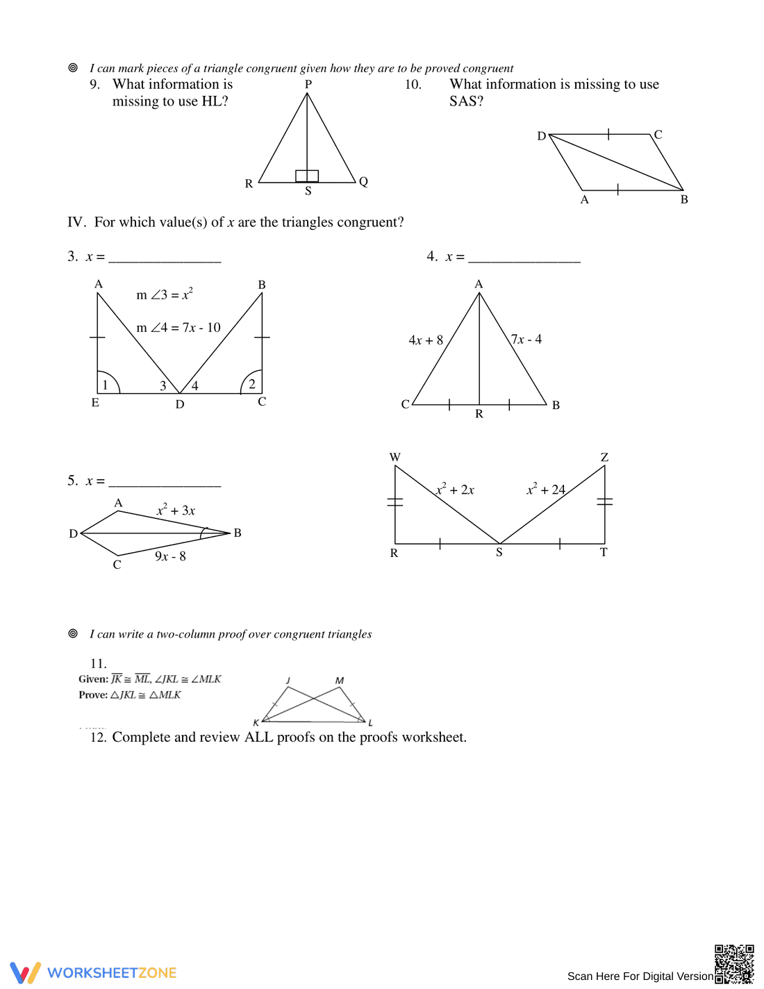 Triangle Congruence Practice Problems - Page 10
