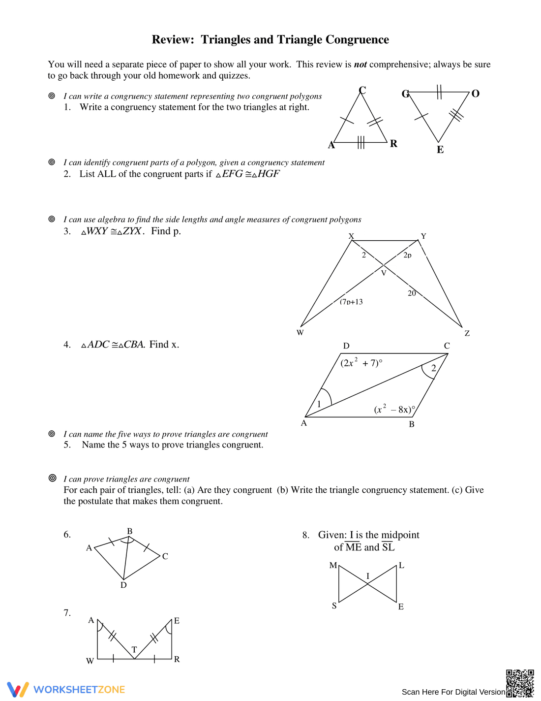 Triangle Congruence Practice Problems - Page 9