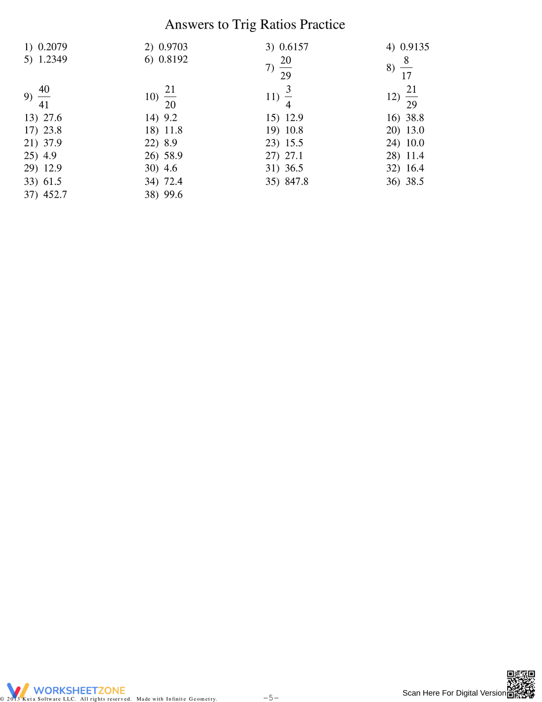 Trigonometric Ratios Practice Worksheet - Page 5