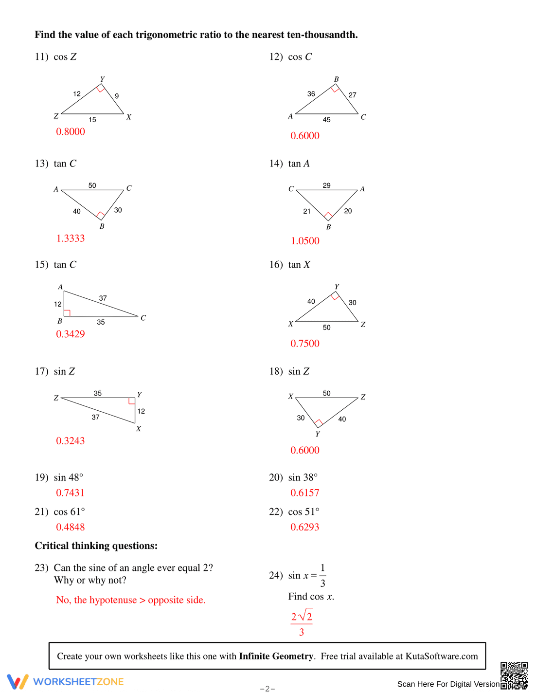 Introductory Trigonometric Ratios Worksheet - Page 4