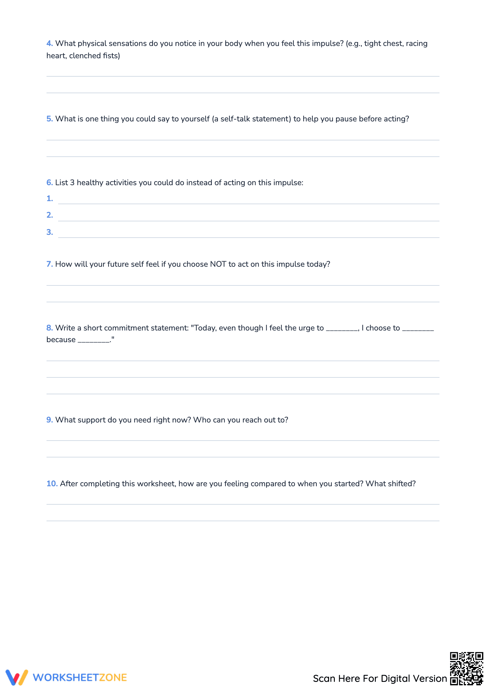 Impulse Control Pros and Cons Worksheet | Grade 10-11 Ready - Page 4
