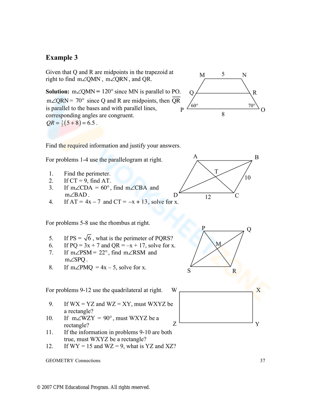 Updated Quadrilateral Properties Worksheet for Students - Page 3