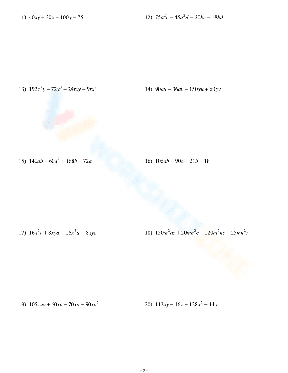 Factoring by Grouping Worksheet: Learn the Basics - Page 2