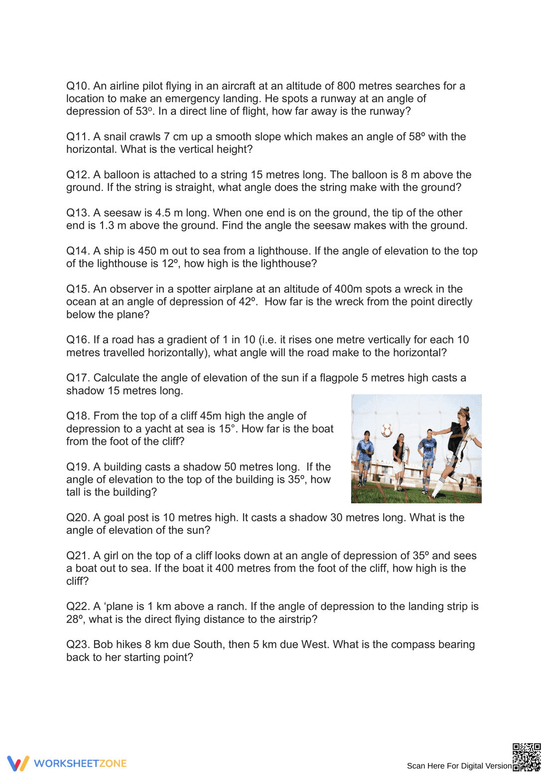 Trigonometry: Angles of Elevation and Depression Worksheet - Page 2
