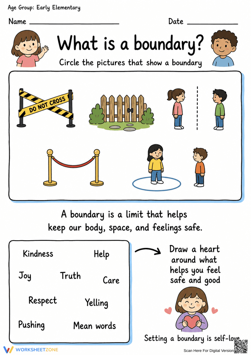 Personal Boundaries Worksheet (3 Levels) | Grade 1 Ready - Page 2
