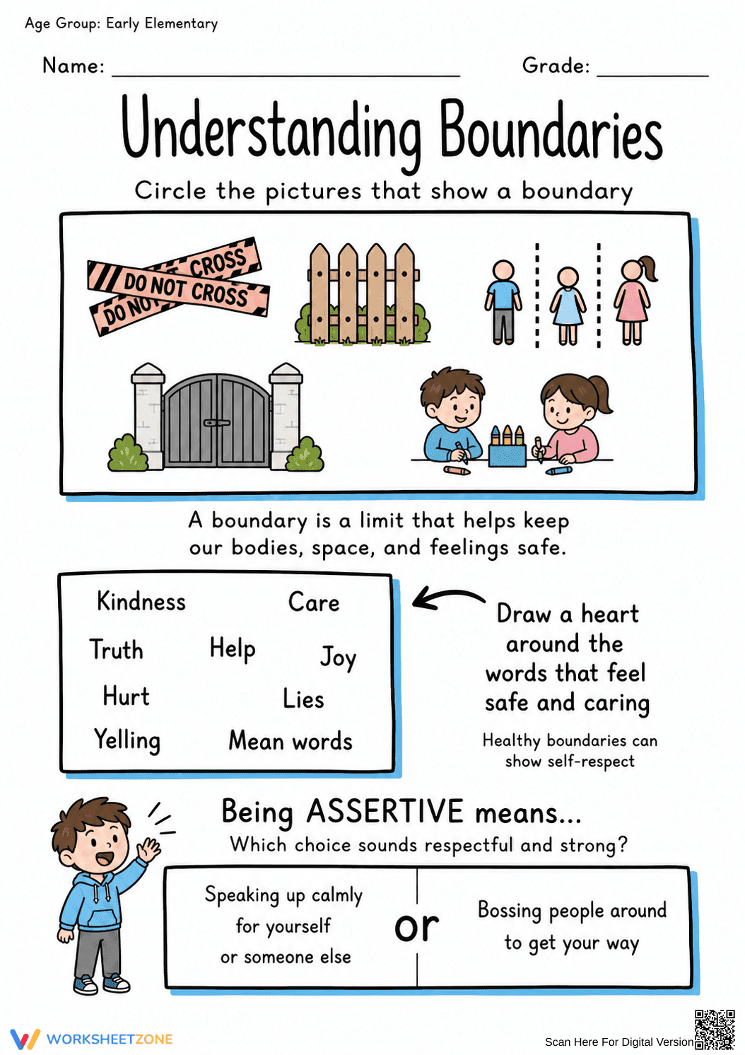 Personal Boundaries Worksheet (3 Levels) | Grade 1 Ready - Page 3