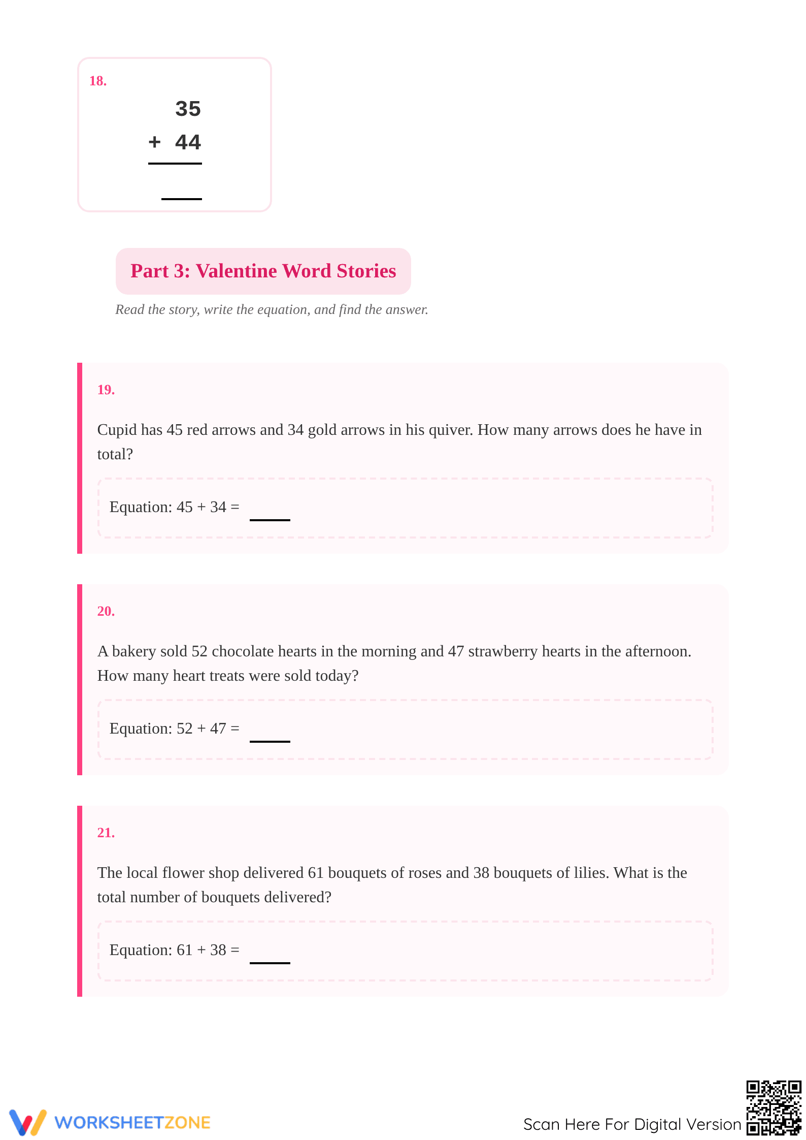 Essential Valentine's Day Addition Worksheet | Grades 7-9 - Page 4