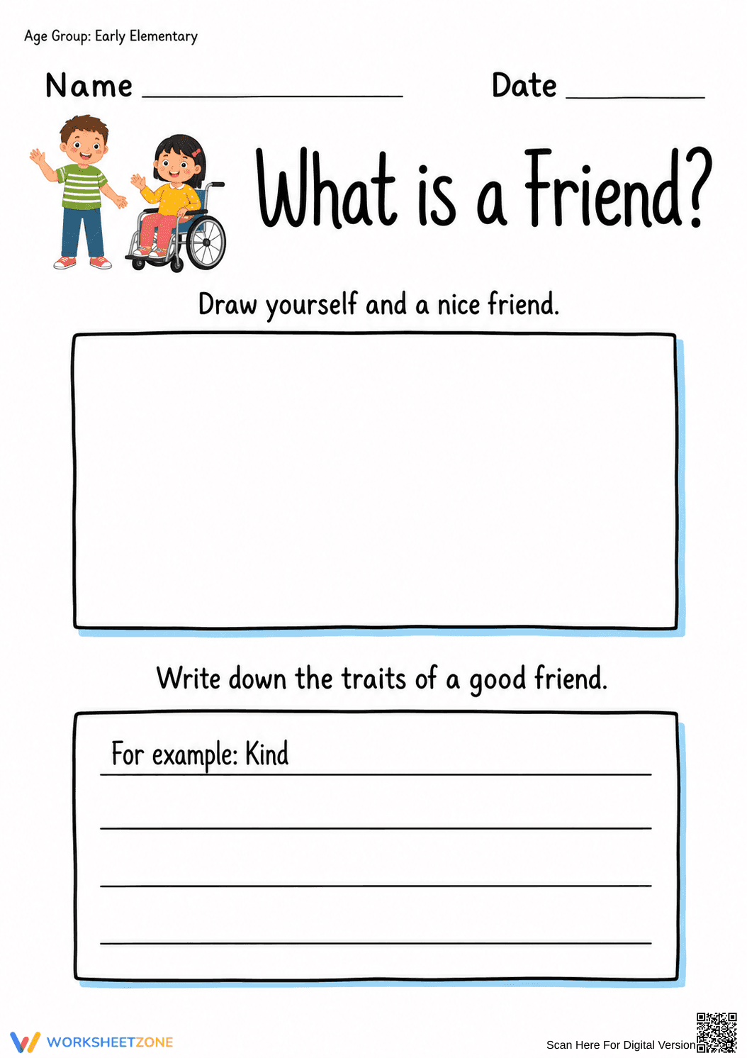 Friendship Worksheet (3 Levels) | Grade K Ready - Page 2