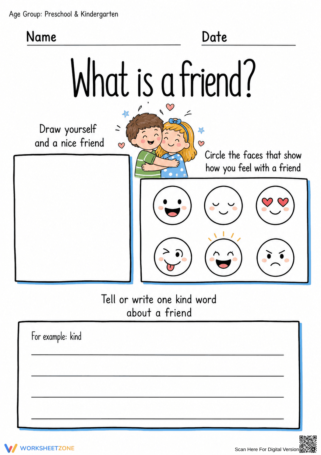 Friendship Worksheet (3 Levels) | Grade K Ready - Page 3