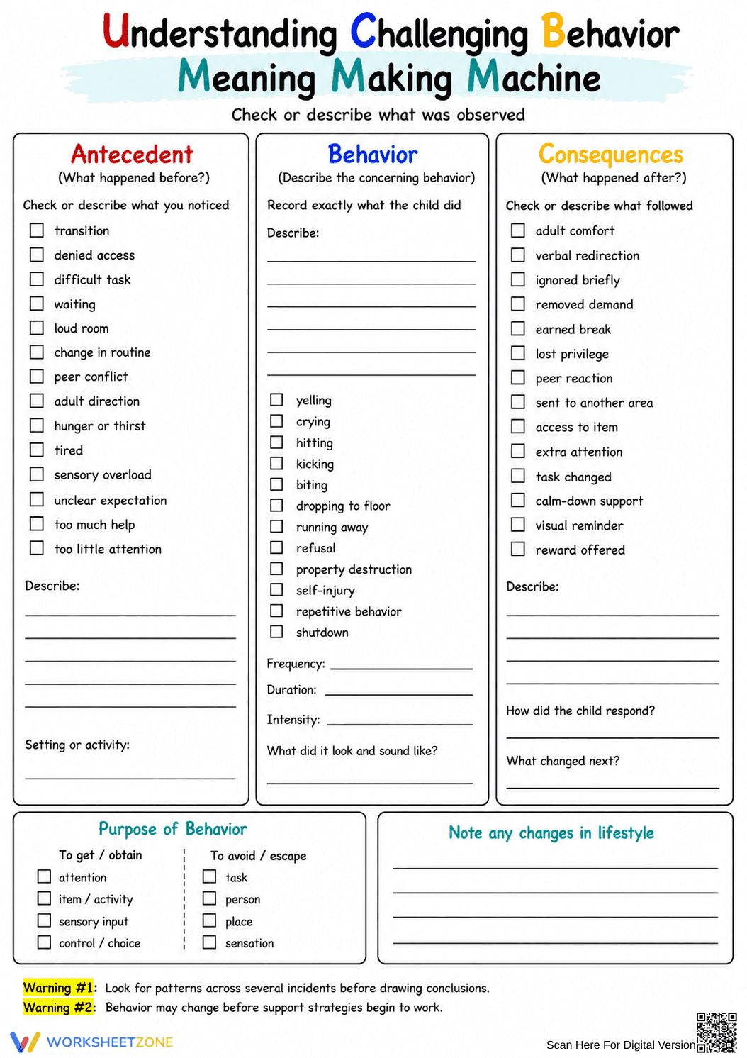 Printable ABC Behavior Chart | K-5 Special Education - Page 2