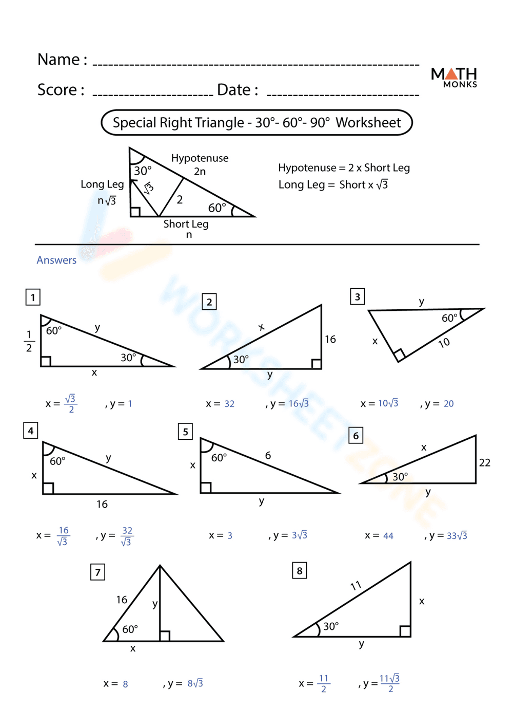 Special Right Triangles Practice: Advanced Problems - Page 2