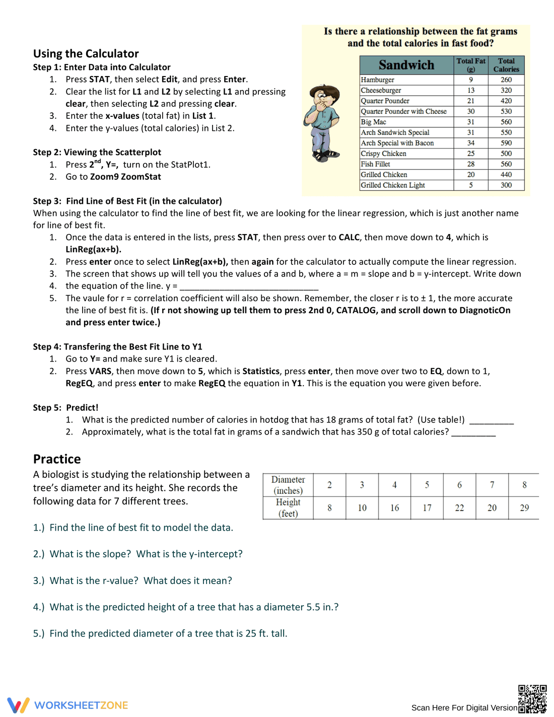 Scatter Plots: Lines of Best Fit Practice - Page 2