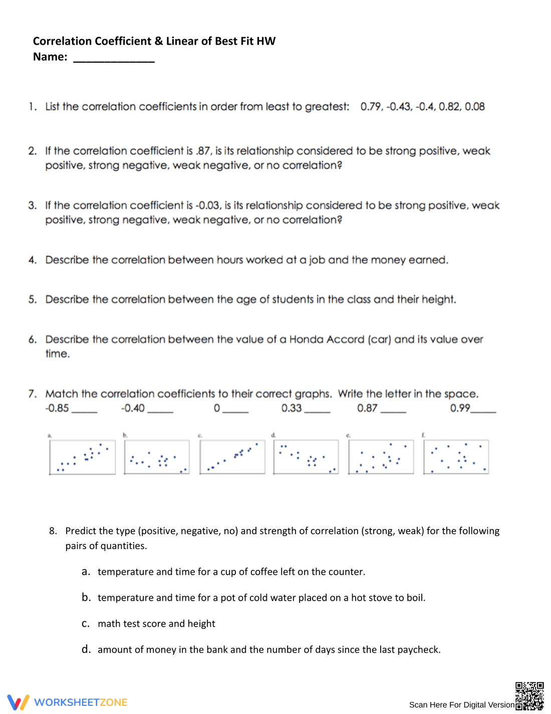 Scatter Plots: Lines of Best Fit Practice - Page 3