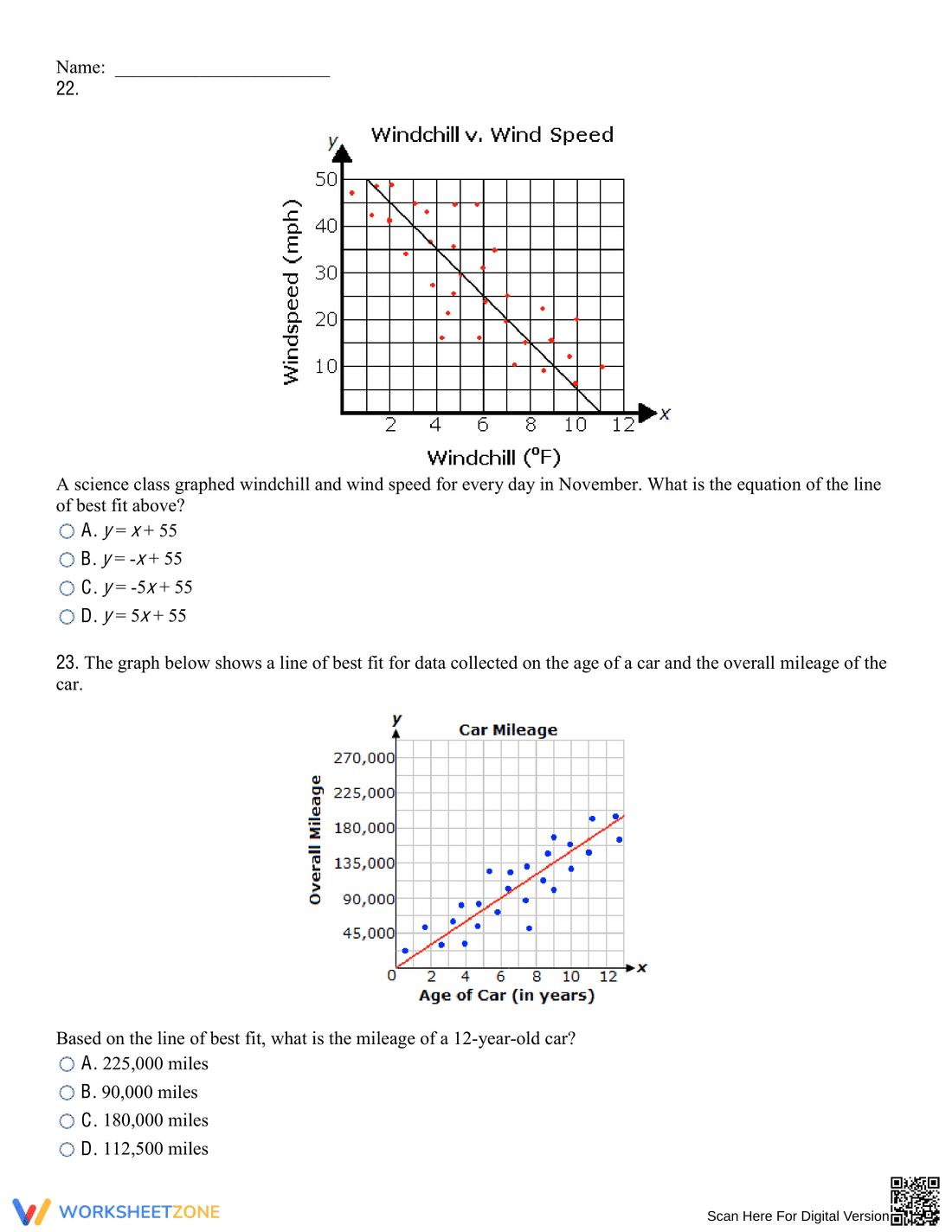 Updated Best Fit Lines Worksheet for Data Analysis - Page 19