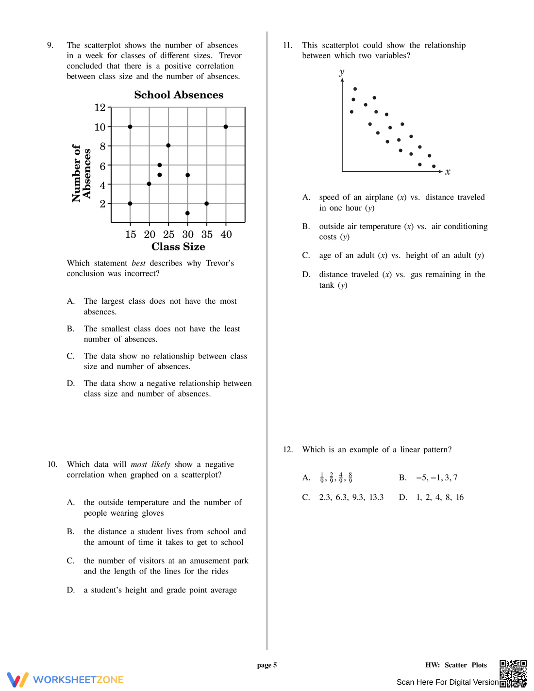 Scatter Plots Practice Worksheet - Page 5
