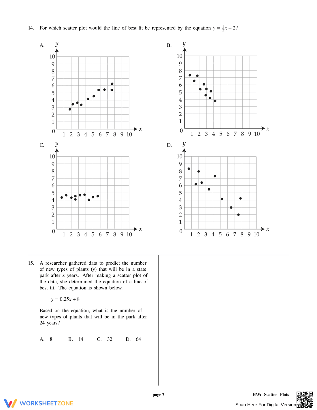 Scatter Plots Practice Worksheet - Page 7