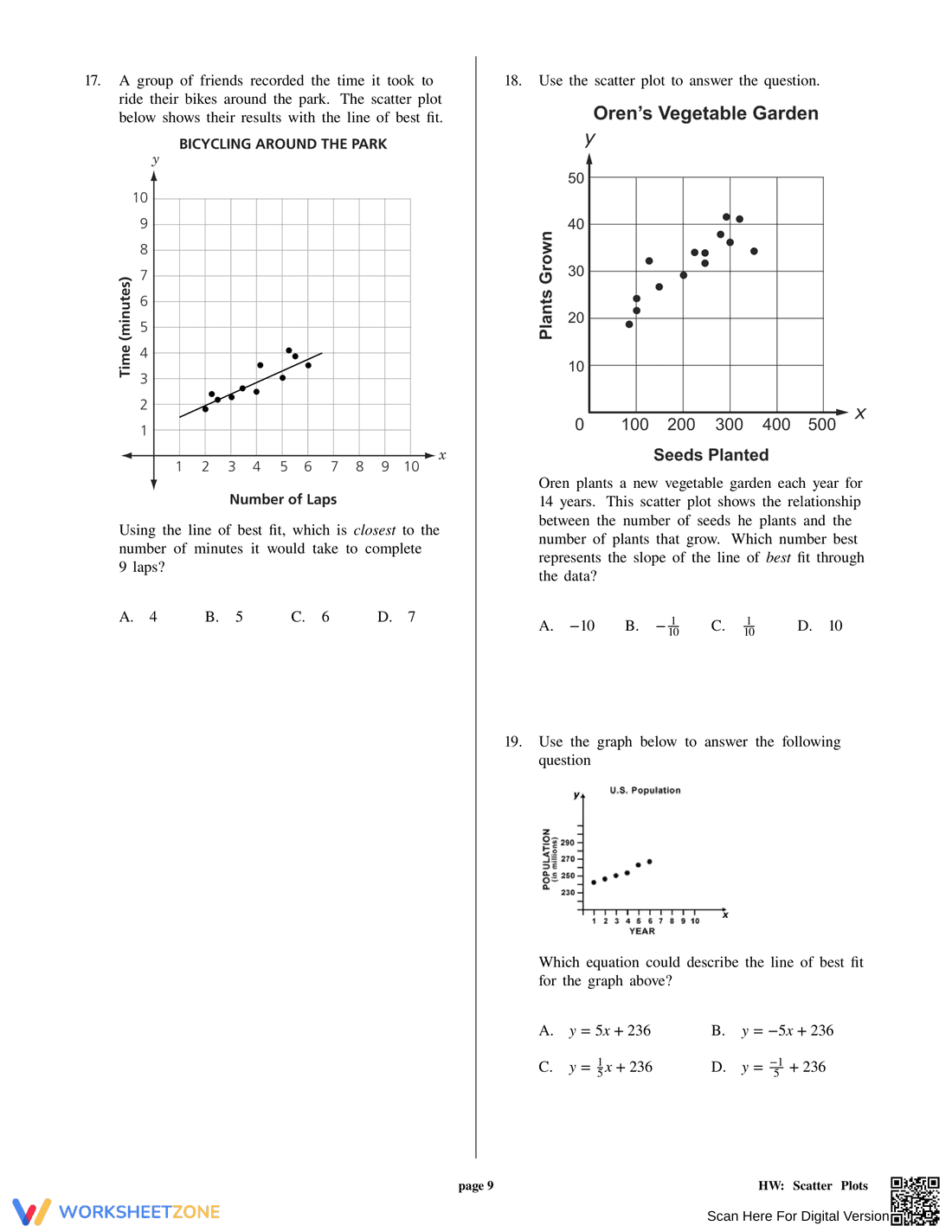 Scatter Plots Practice Worksheet - Page 9