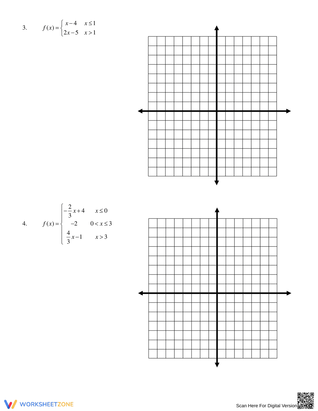 Graphing Linear Piecewise Functions Practice - Page 2