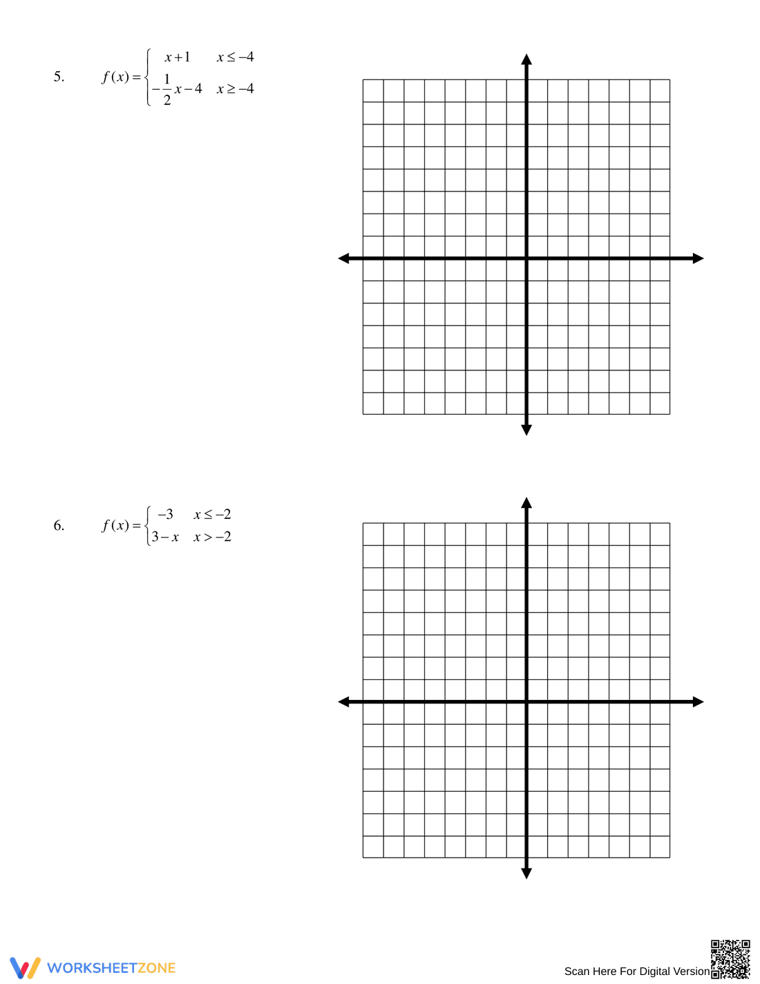 Graphing Linear Piecewise Functions Practice - Page 3